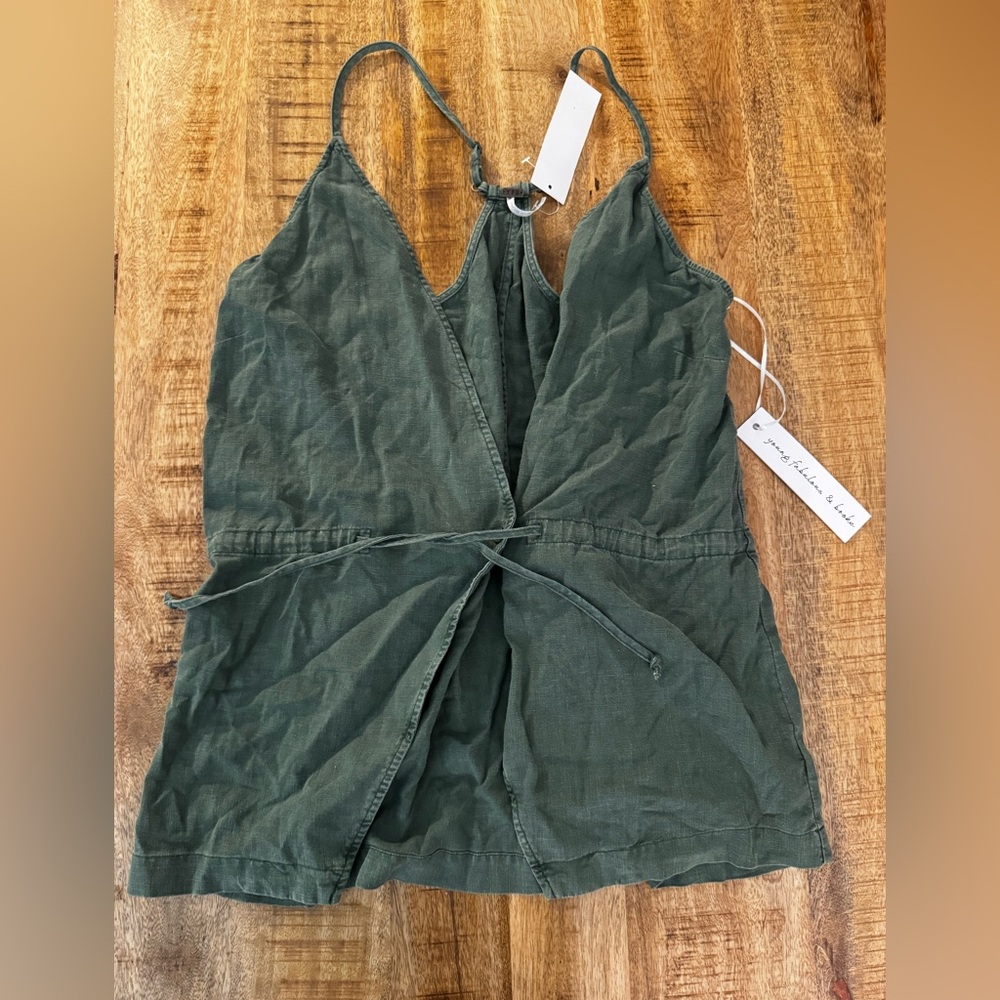 Young fabulous and broke olive Forest Green wrap Camisole tank Top blouse NWT